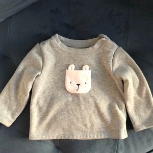 Gray Sweater with Bear Pocket